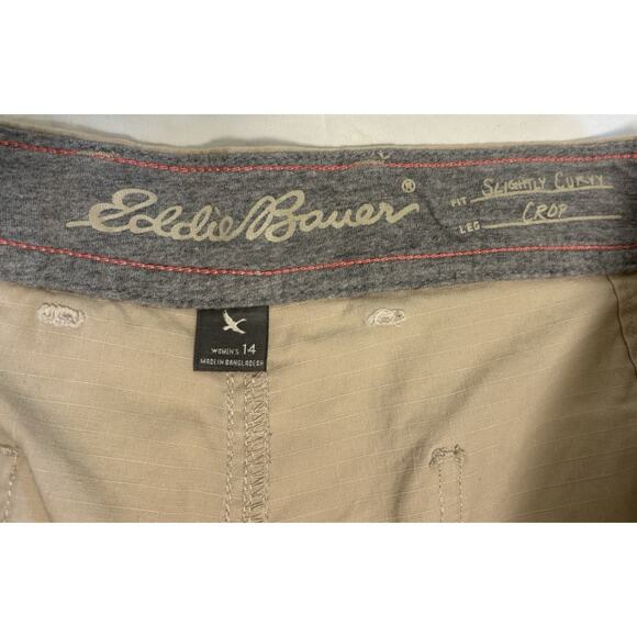 Eddie Bauer Women’s Size 14 Pants Slightly curvy crop Tan Khaki Outdoor Hiking - Picture 6 of 12
